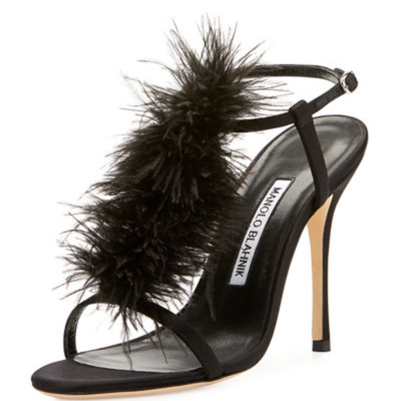 Manolo Blahnik Shoes - MANOLO BLAHNIK Elia Feathers T-strap 105m Sandal🖤